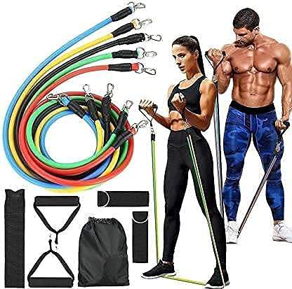 Ensemble de bandes de résistance pour entraînement musculaire, 5 niveaux, 11 pièces, avec poignées, corde de traction pour yoga