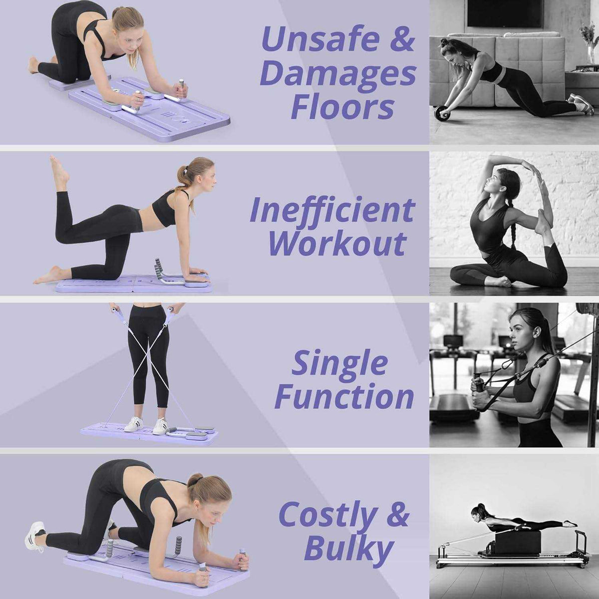 Planche de Pilates portable et pliable multifonctionnelle pour l'entraînement physique en extérieur, à domicile, en voyage