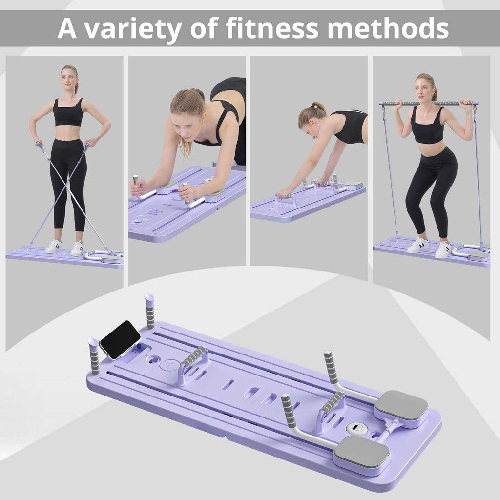 Planche de Pilates portable et pliable multifonctionnelle pour l'entraînement physique en extérieur, à domicile, en voyage
