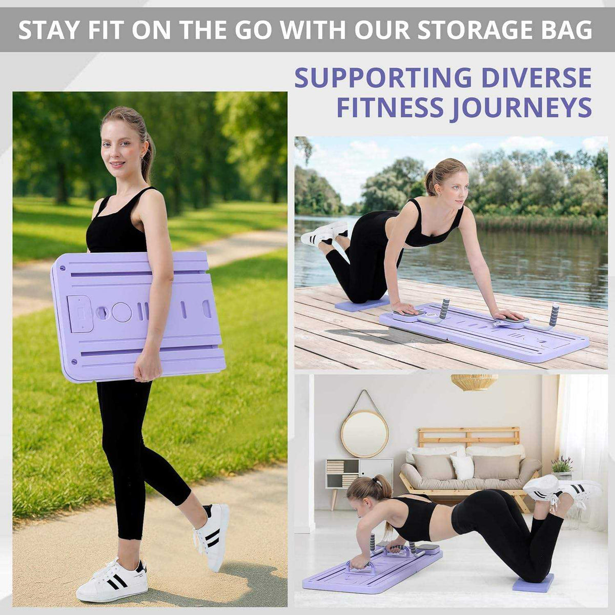 Planche de Pilates portable et pliable multifonctionnelle pour l'entraînement physique en extérieur, à domicile, en voyage